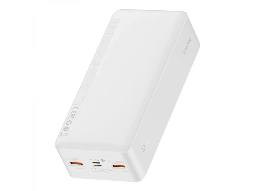 Baseus Bipow Overseas Edition Power Bank 30000mAh 20W με Power Delivery / QC3.0 & Micro USB Καλώδιο 25cm, White