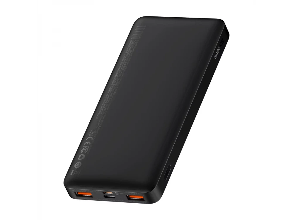 Baseus Bipow Overseas Edition Power Bank 10000mAh 20W με Power Delivery / QC3.0 & Micro USB Καλώδιο 25cm, Black