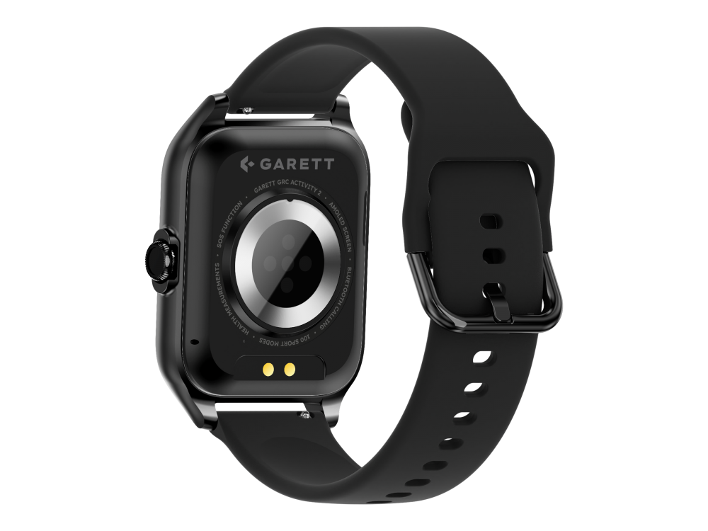 Garett GRC Activity 2 Smartwatch με AMOLED Display, Voice Assistant, Smart App, Παλμογράφο & Μπαταρία έως 7 Ημέρες, Black Matt