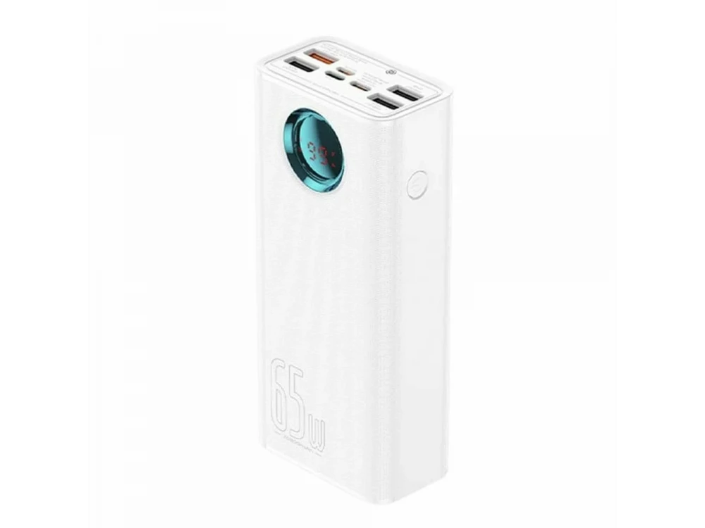 Baseus Amblight Power Bank 26800mAh 65W με 4 Θύρες USB-A & 1 Θύρα USB-C Power Delivery / Quick Charge 3.0, White