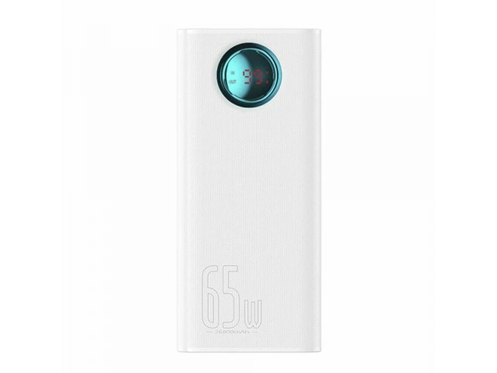 Baseus Amblight Power Bank 26800mAh 65W με 4 Θύρες USB-A & 1 Θύρα USB-C Power Delivery / Quick Charge 3.0, White