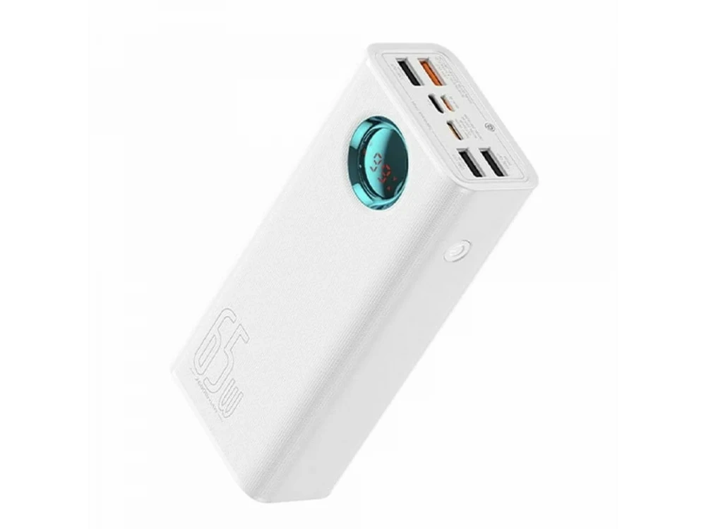 Baseus Amblight Power Bank 26800mAh 65W με 4 Θύρες USB-A & 1 Θύρα USB-C Power Delivery / Quick Charge 3.0, White