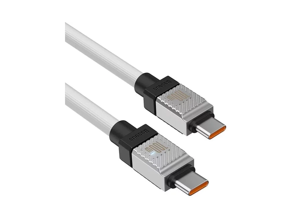 Baseus CoolPlay Καλώδιο USB-C σε USB-C 100W, 1μ. με Διπλή Πλέξη, White