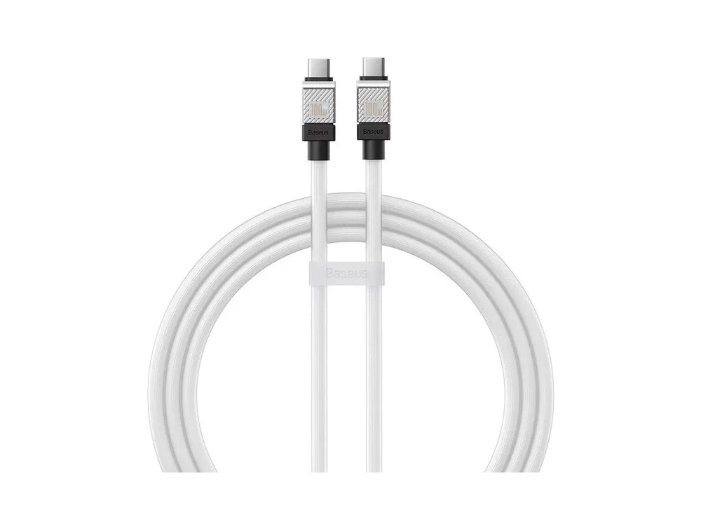 Baseus CoolPlay Καλώδιο USB-C σε USB-C 100W, 1μ. με Διπλή Πλέξη, White