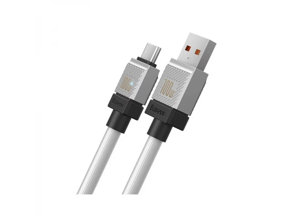 Baseus Coolplay Καλώδιο USB-C σε USB-A 100W, 1μ. με Διπλή Πλέξη, White