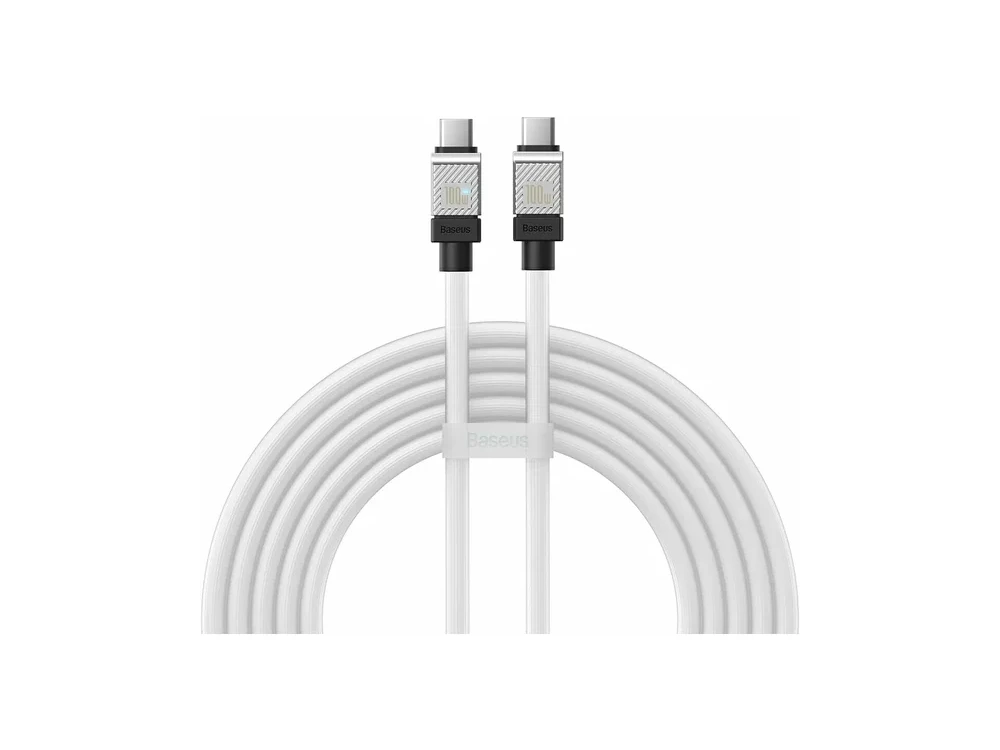 Baseus Coolplay Καλώδιο USB-C σε USB-C 100W, 2μ. με Διπλή Πλέξη, White