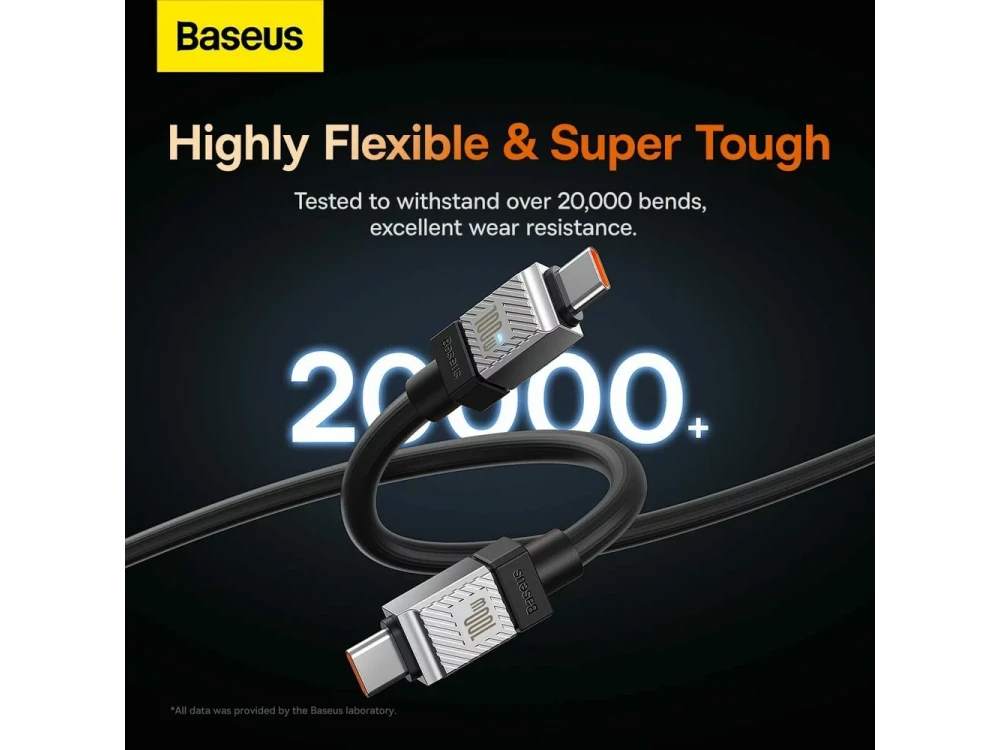 Baseus Coolplay Καλώδιο USB-C σε USB-C 100W, 2μ. με Διπλή Πλέξη, Black