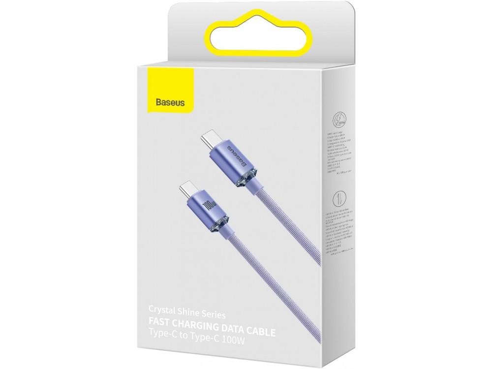 Baseus Crystal Shine Series, Καλώδιο USB-C 100W με Νάυλον Ύφανση 1.2μ, Purple