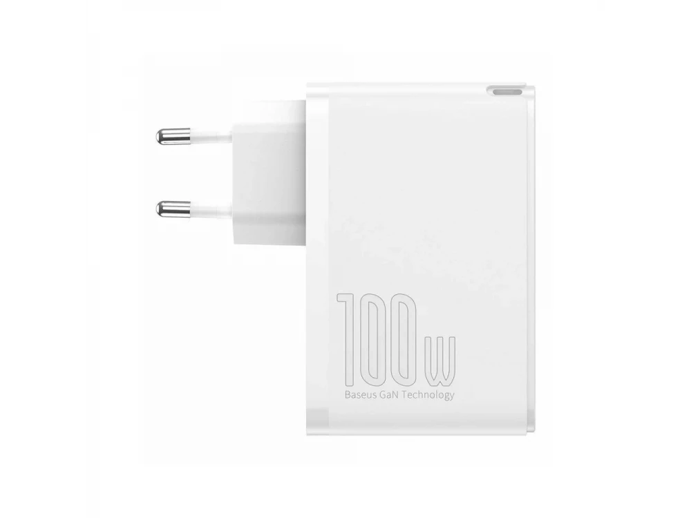 Baseus GaN2 Pro Φορτιστής Πρίζας 100W, PD3.0, QC3.0, SCP, PPS με 2xUSB-C & 2xUSB-A, White