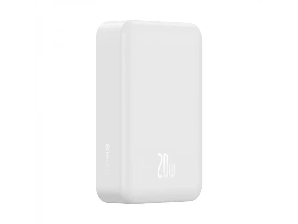 Baseus Mini Power Bank 20000mAh 20W με Θύρα USB-C Power Delivery & Ασύρματη Φόρτιση, Λευκό