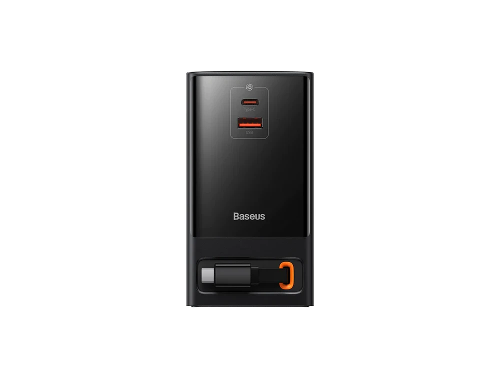 Baseus PowerCombo 5-in-1 Βάση Φόρτισης 65W με 2xSchuko, 1xUSB-A, 1xUSB-C & Καλώδιο USB-C, Μαύρη - ΑΝΟΙΓΜΕΝΗ ΣΥΣΚΕΥΑΣΙΑ