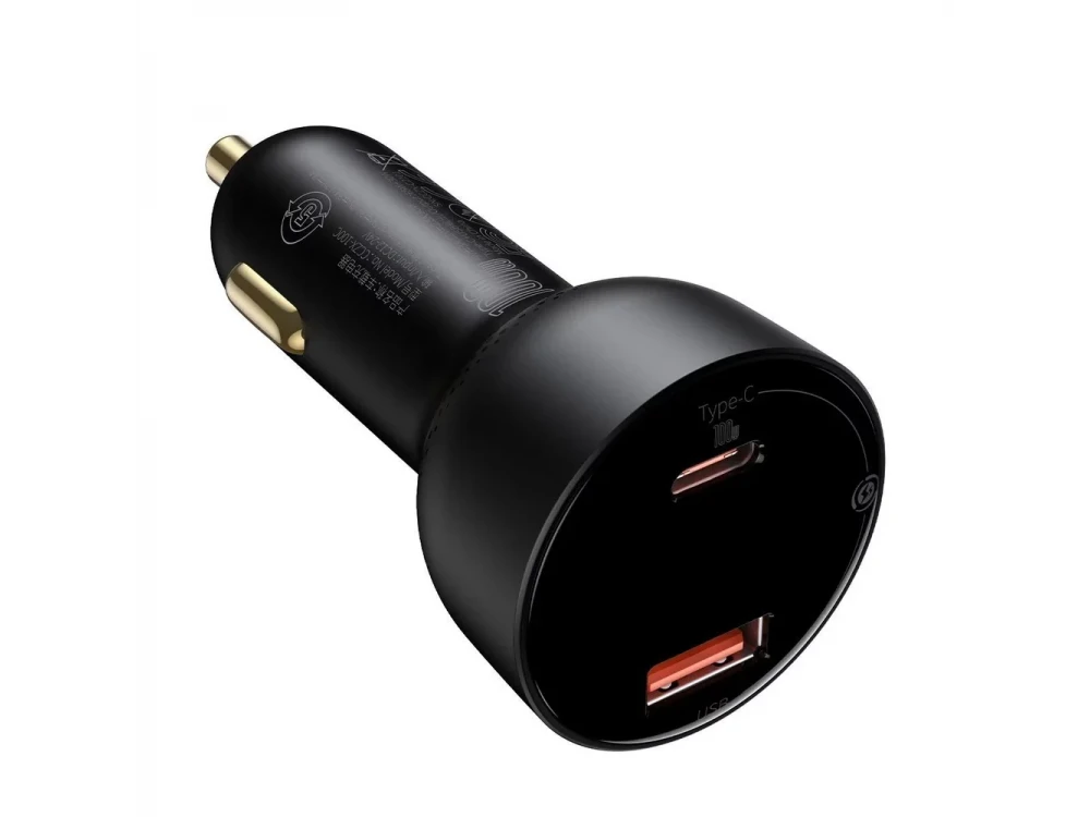 Baseus Supreme Φορτιστής Αυτοκινήτου 100W με 1xUSB-A & 1xUSB-C & LED Display, Black