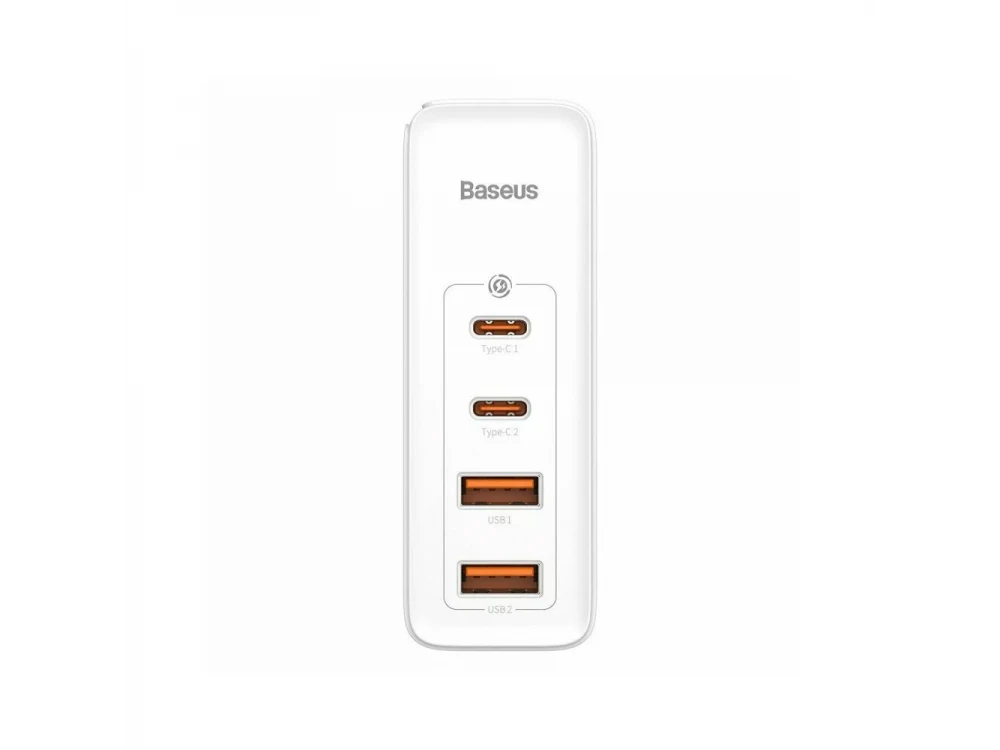 Baseus GaN2 Pro Φορτιστής Πρίζας 100W, PD3.0, QC3.0, SCP, PPS με 2xUSB-C & 2xUSB-A, White