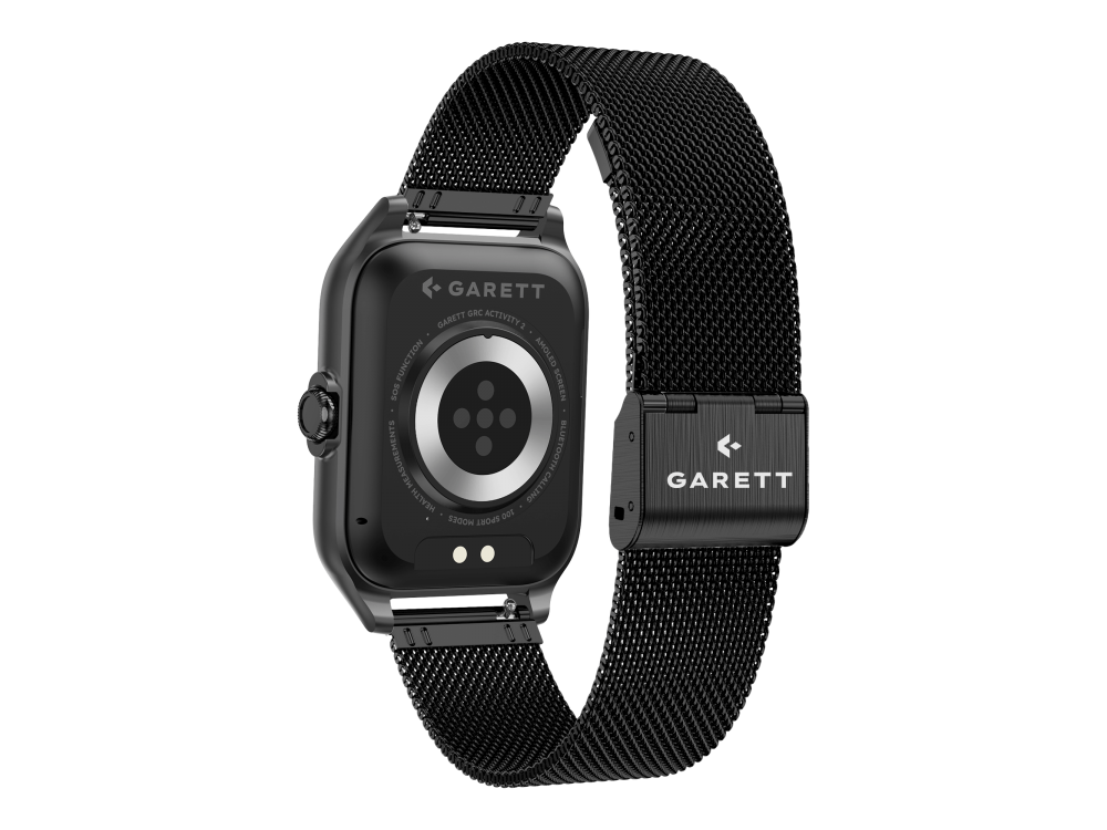 Garett GRC Activity 2 Smartwatch με AMOLED Display, Voice Assistant, Smart App, Παλμογράφο & Μπαταρία έως 7 Ημέρες, Black Matt