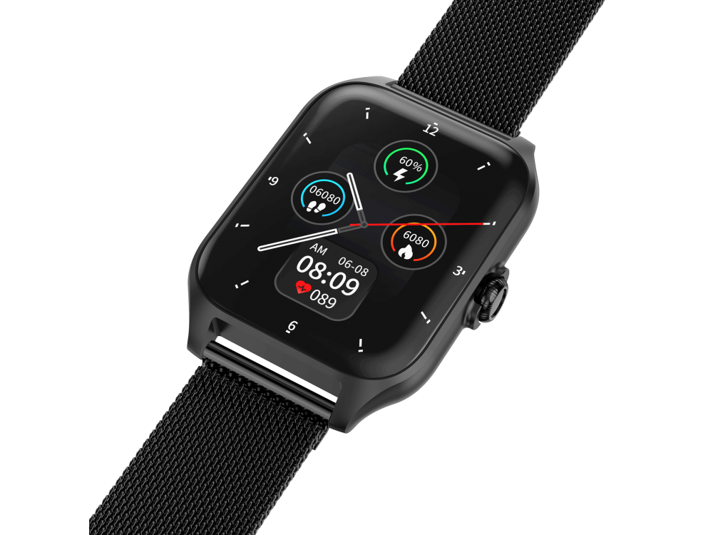 Garett GRC Activity 2 Smartwatch με AMOLED Display, Voice Assistant, Smart App, Παλμογράφο & Μπαταρία έως 7 Ημέρες, Black Matt