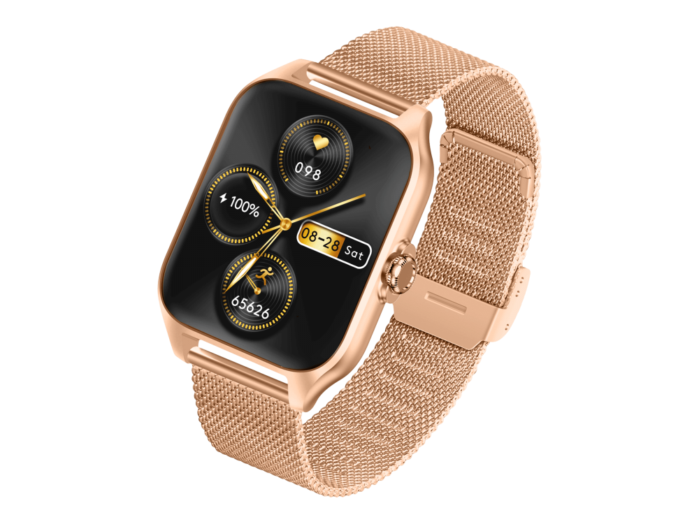 Garett GRC Activity 2 Smartwatch με AMOLED Display, Voice Assistant, Smart App, Παλμογράφο & Μπαταρία έως 7 Ημέρες, Gold Matt