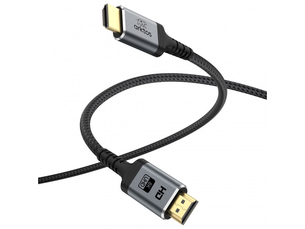 Arktos HyperConnect HDMI v2.1 8K@60Hz / 4K@120Hz, eARC, 48Gbps, HDR, 3m. Cable with Nylon Braid & Golden Connectors, Black