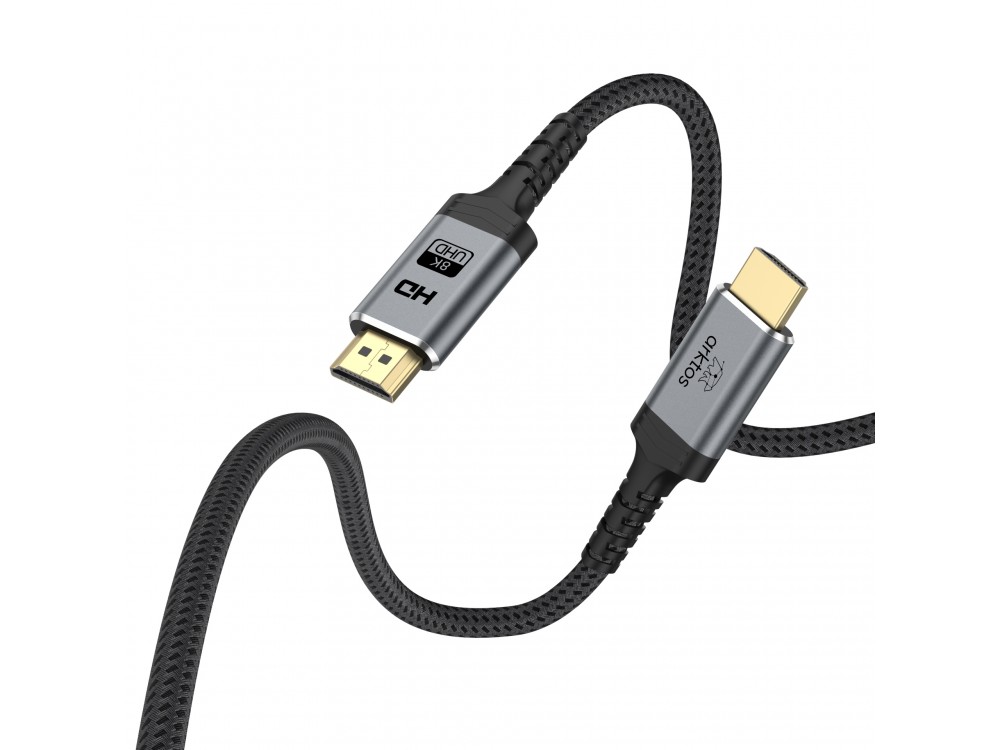 Arktos HyperConnect HDMI v2.1 8K@60Hz / 4K@120Hz, eARC, 48Gbps, HDR, 2m. Cable with Nylon Braid & Golden Connectors, Black