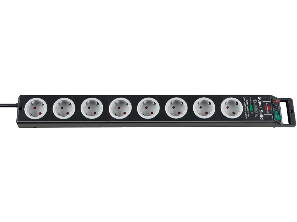 Brennenstuhl Super-Solid 8-outlet Extension Strip, Πολύπριζο & Προέκταση με διακόπτη, 13,500 A Ασφάλεια & 2.5m. Καλώδιο, Black