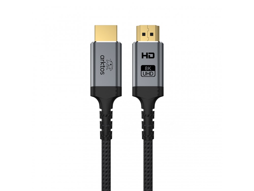 Arktos HyperConnect HDMI v2.1 8K@60Hz / 4K@120Hz, eARC, 48Gbps, HDR, 3m. Cable with Nylon Braid & Golden Connectors, Black