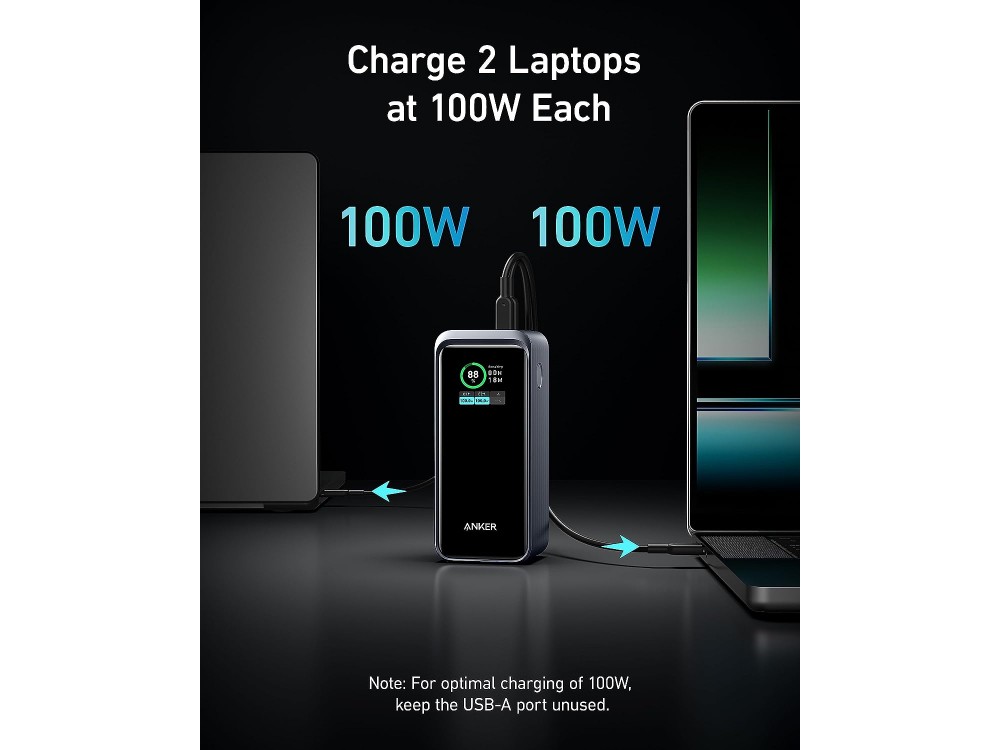 Anker Prime 20000 200W PD USB-C Power Bank 20.000mAh με Smart Digital Display & Power Delivery, Black - ΑΝΟΙΓΜΕΝΗ ΣΥΣΚΕΥΑΣΙΑ