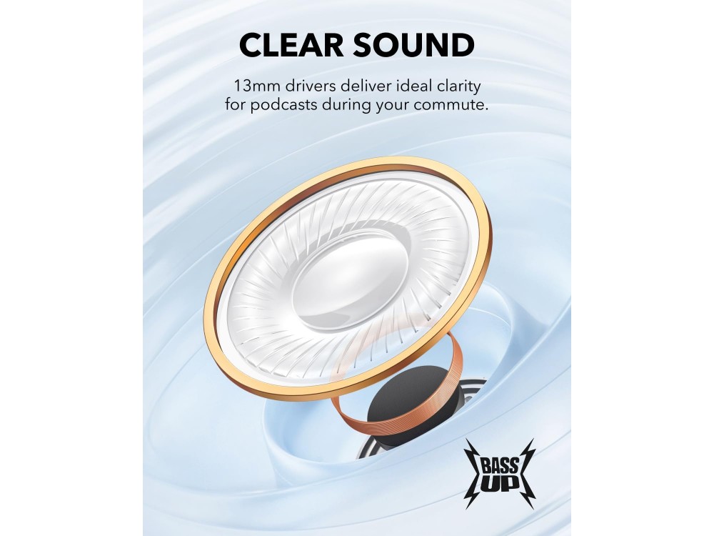 Anker Soundcore K20i TWS, Ασύρματα Semi-In-EarBluetooth 5.3 Ακουστικά με Fast Charge, ENC, 2 Mics & AI Noise Reduction, White