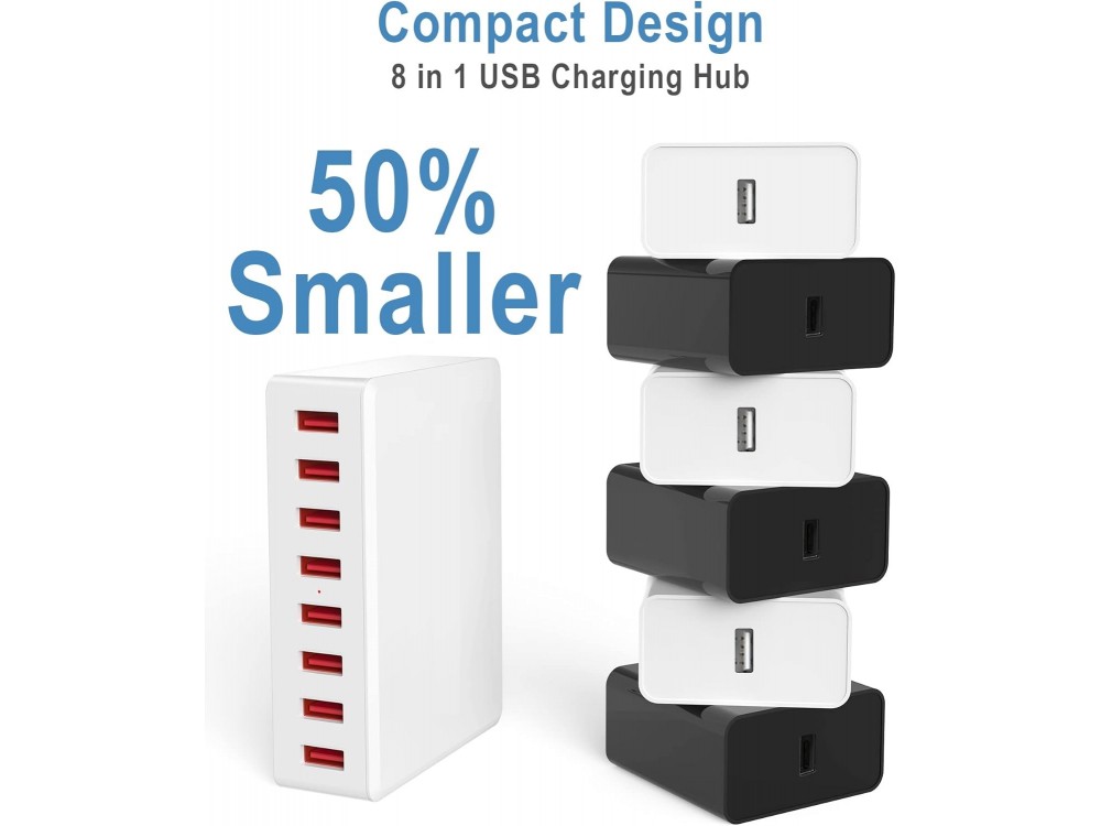 AJ Sparkit 8, 50W Charging Hub 8 Θυρών με 8 Θύρες USB-A, με Intelligent Triage & Temperature Control, White