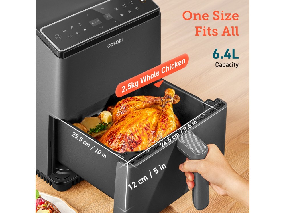 Cosori Dual Blaze Pro Air Fryer, Φριτέζα Αέρος XXL 6.4lt, 2 Heating Elements, 360° Air Circulation, με APP Control & Recipe Book