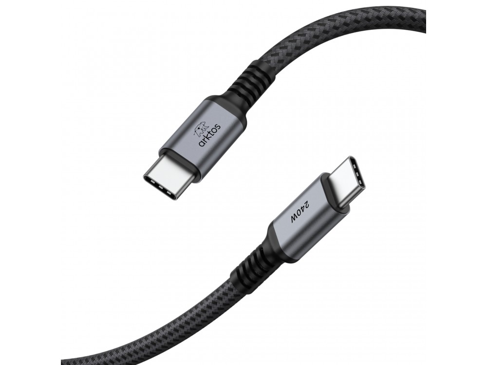 Arktos Hyperconnect 3μ. Καλώδιο USB-C σε USB-C 240W, με Νάυλον Ύφανση, Silver