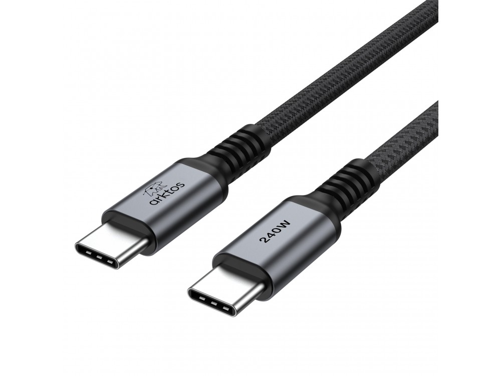 Arktos Hyperconnect 4,5μ. Καλώδιο USB-C σε USB-C 240W, με Νάυλον Ύφανση, Silver