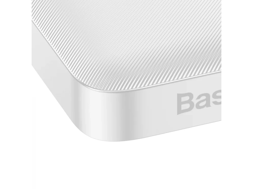 Baseus Bipow Overseas Edition Power Bank 10000mAh 20W with Power Delivery / QC3.0 & Micro USB Cable 25cm, White