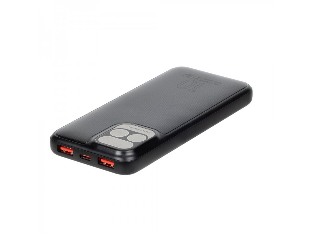 Rivacase VA2511 10000 PD 20W USB-C Power Bank with LCD Display 10,000 mAh Power Delivery & QC3.0, Black