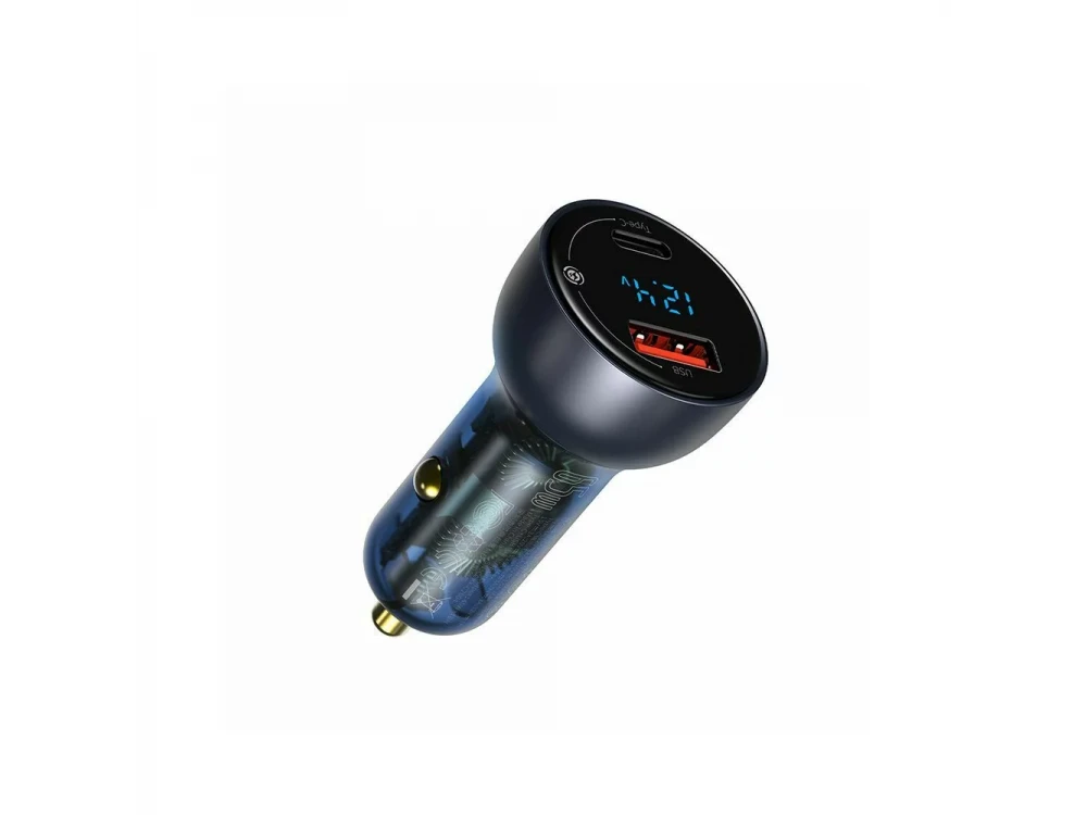 Baseus Particular Digital Display, Car Charger 65W, PD / PPS / Quick Charge with 1 USB-C + 1 USB-A Port, Black