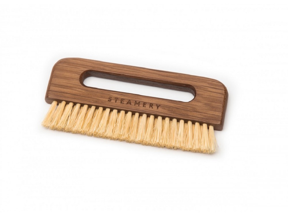 Steamery Pocket Brush, Wooden Mini Clothes Cleaning Brush, With Oak Handle and Vegan Agave Straw Bristles