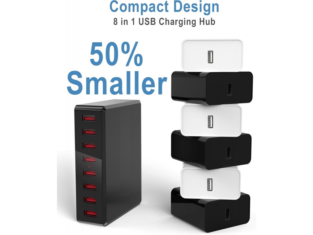 AJ Sparkit 8, 50W Charging Hub 8 Θυρών με 8 Θύρες USB-A, με Intelligent Triage & Temperature Control, Black