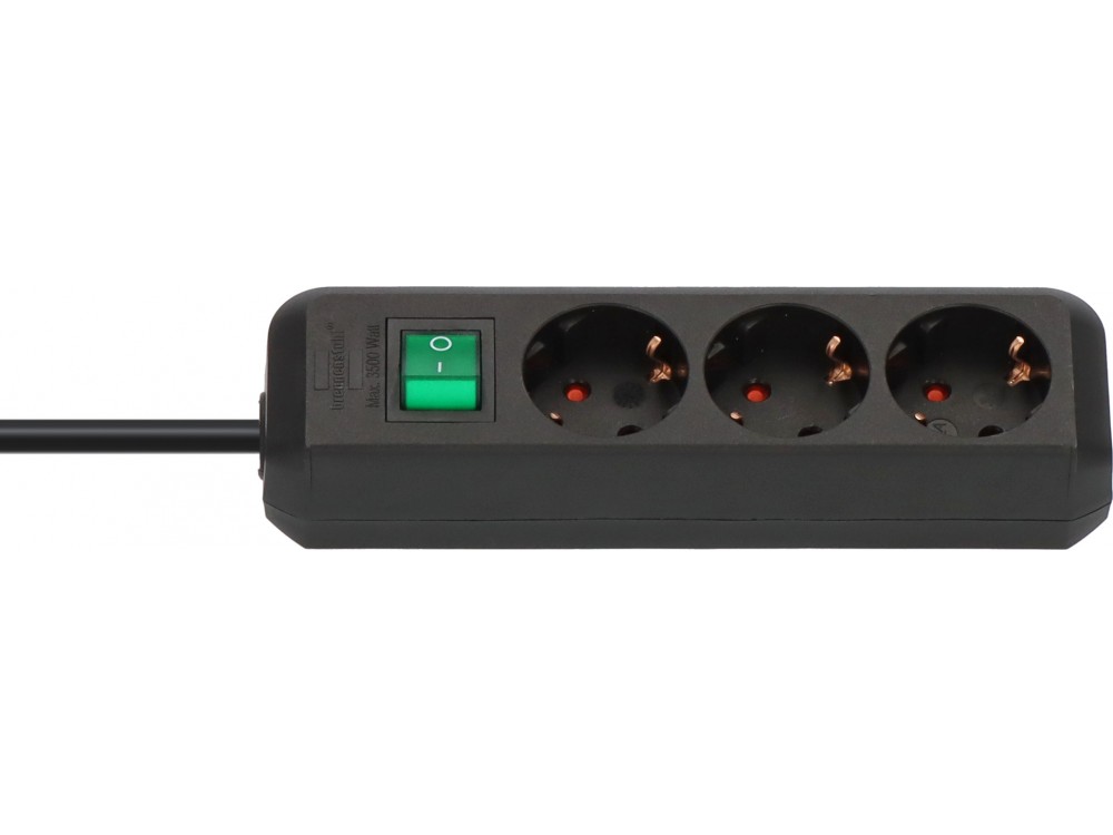 Brennenstuhl Eco-Line 3-outlet Strip, Power Strip with Switch & 1.5M Cable, Black