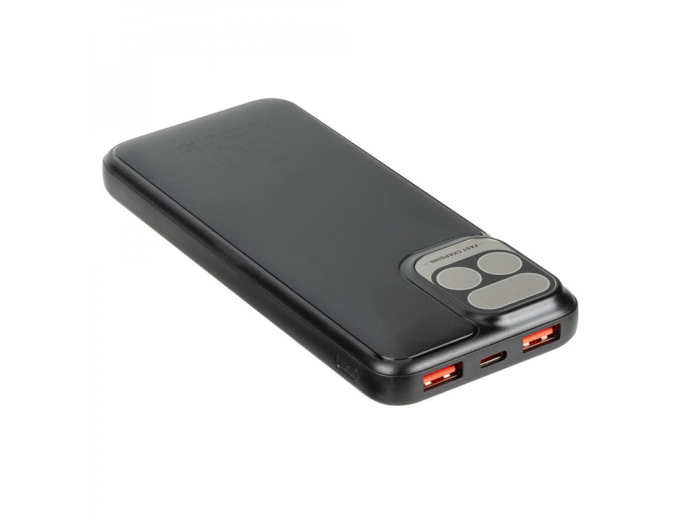 Rivacase VA2511 10000 PD 20W USB-C Power Bank with LCD Display 10,000 mAh Power Delivery & QC3.0, Black