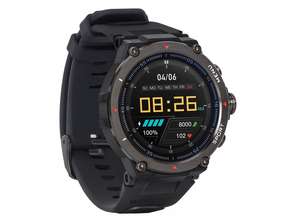 Garett GRS Pro Smartwatch, IP68 with AMOLED Display, GPS, Sports Mode, Durable Strap & Battery Life up to 7 Days, Black