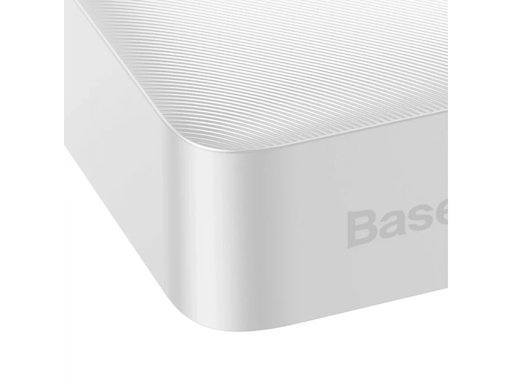 Baseus Bipow Overseas Edition Power Bank 20000mAh 20W με Power Delivery / QC3.0 & Micro USB Καλώδιο 25cm, White