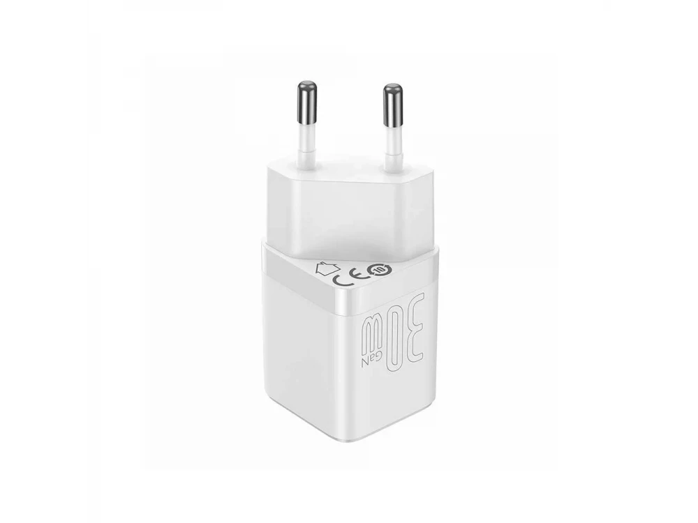 Baseus GaN3 USB-C Socket Charger 30W PPS, Power Delivery / Quick Charge 4+, White