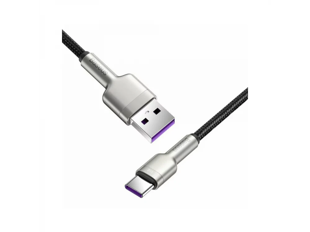 Baseus Cafule Cable USB-C to USB-A 66W, 0.25m. with Nylon Weave, Silver / Black