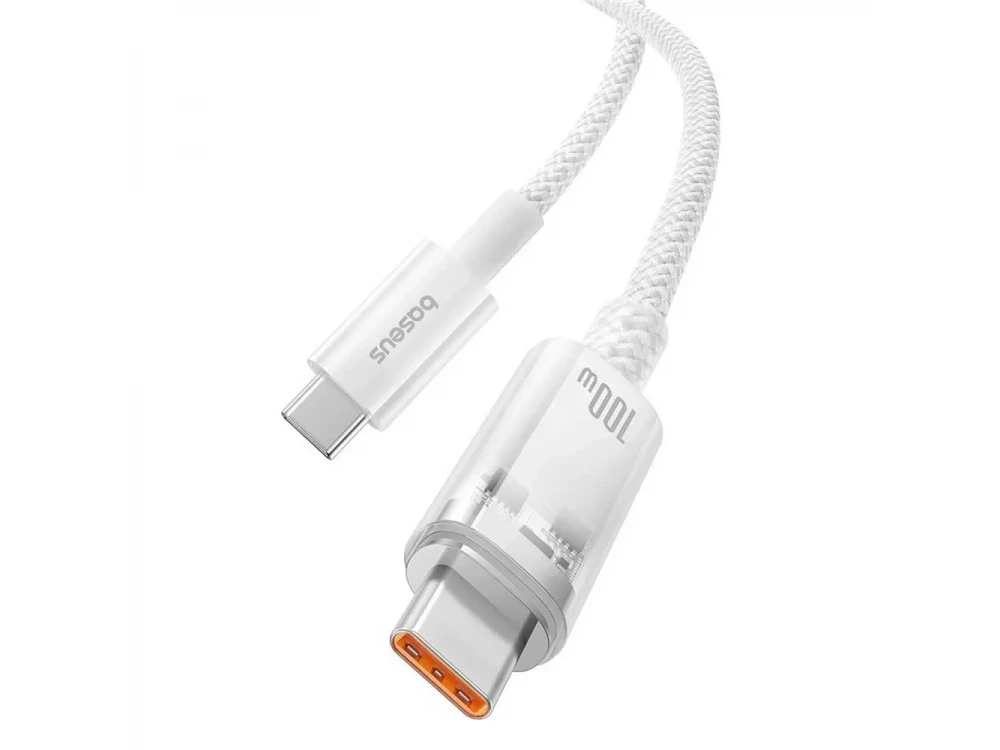 Baseus Explorer Καλώδιο USB-C σε USB-C 100W με Νάυλον Ύφανση 2μ, White