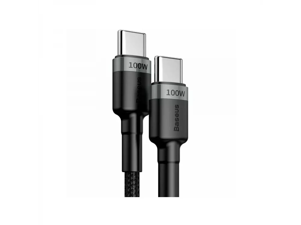 Baseus Cafule Καλώδιο USB-C σε USB-C 5Α / 100W, 2μ. με Νάυλον Ύφανση, Μαύρο / Γκρί