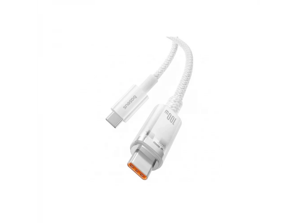 Baseus Explorer Καλώδιο USB-C σε USB-C 100W με Νάυλον Ύφανση 1μ, White