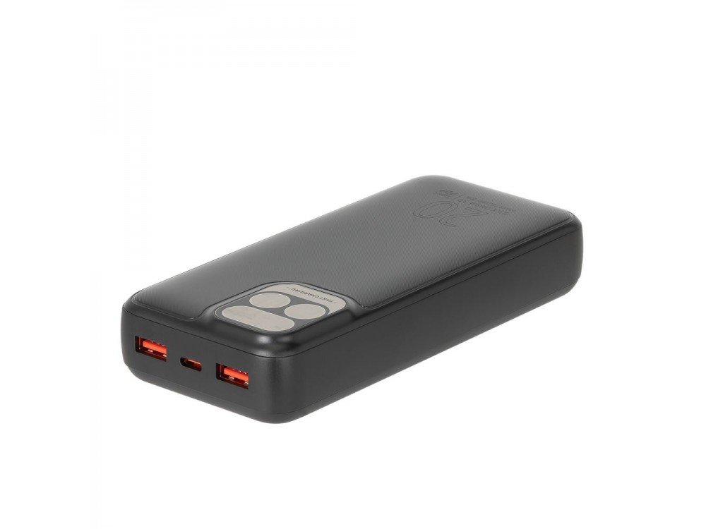 Rivacase VA2521 20000 PD 20W USB-C Power Bank with LCD Screen 20,000mAh Power Delivery & QC3.0, Black