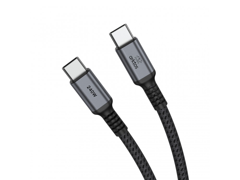 Arktos Hyperconnect 3μ. Καλώδιο USB-C σε USB-C 240W, με Νάυλον Ύφανση, Silver