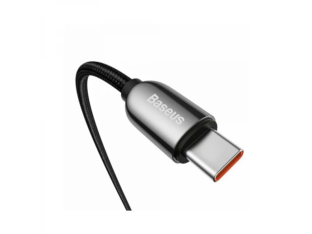 Baseus USB-C σε USB-C Καλώδιο 2μ. με Νάυλον ύφανση και LED Display, Υποστήριξη PD3.0/QC4.0/FCP & 5A / 100W, Black