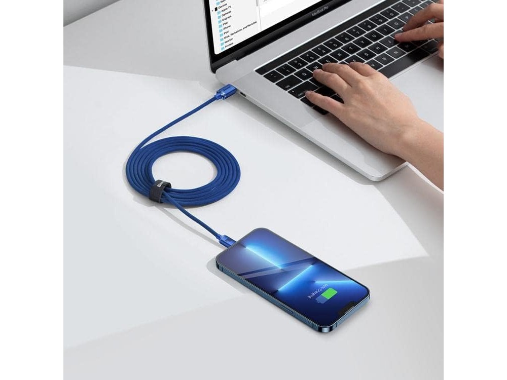 Baseus Crystal Shine Series, Καλώδιο USB-C 100W με Νάυλον Ύφανση 2μ, Blue