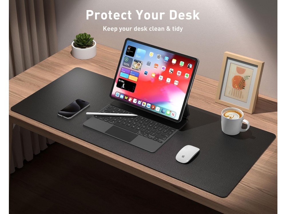 AJ Desk Pad 80x40cm, XXL Mouse Pad from Vegan Leather, Black