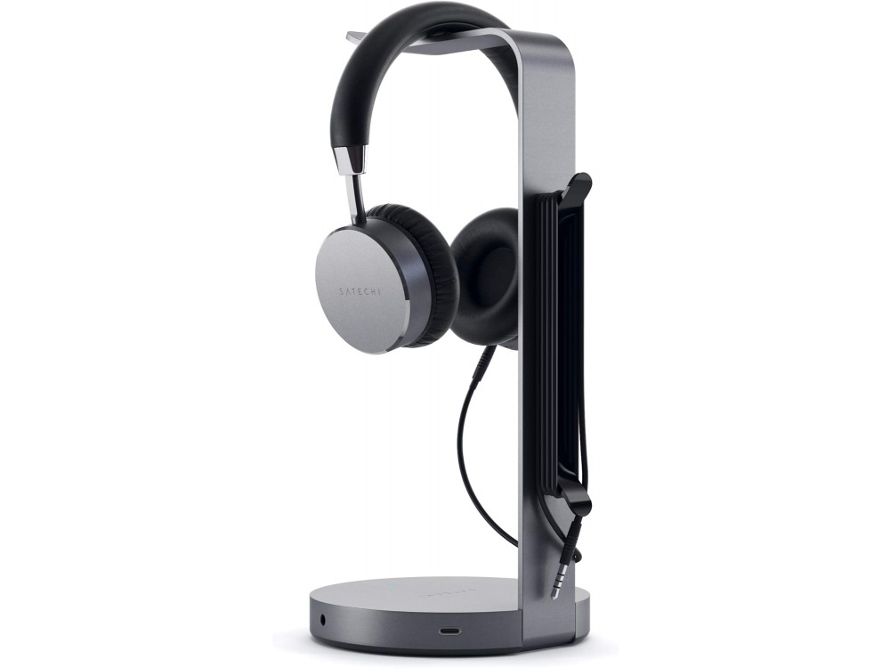 Satechi Aluminum USB Headphone Stand, Επιτραπέζια Βάση Ακουστικών με USB-A*3 & AUX, Space Gray